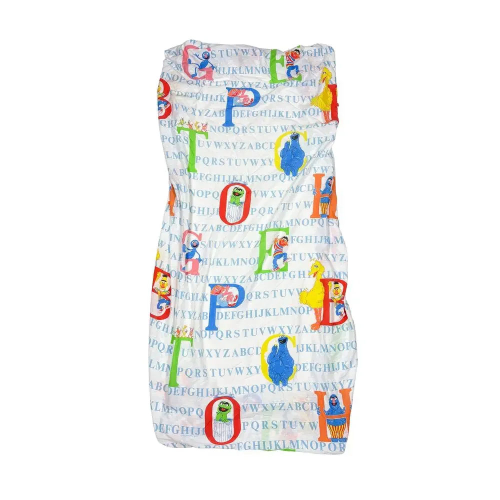Vtg Sesame Street Twin Sheet Set Alphabet & Character Stevens Made USA